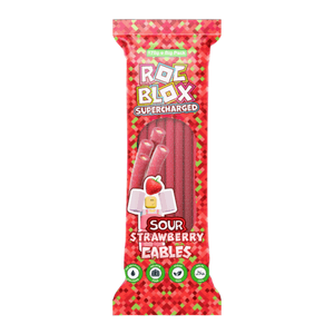Hovedbilde Rocblox Sour Strawberry Cables 170g*12st./ Halal