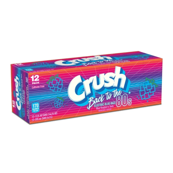 Crush Back to the 80's Electric Blue Razz Soda 355ml*12st.