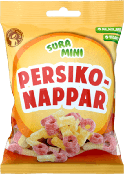 MINI SURA PERSIKONAPPAR 70g*18st./ Vegan